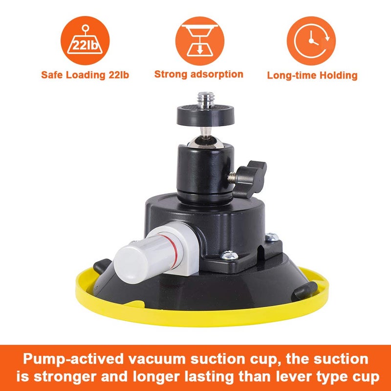 IMT 6" Suction Cup Camera Mount with 360 Ball Head, Air Pump Vacuum Suction Mount for Action Camera/DSLR/Camcorders/Phone, Camera Holder on Windshield/Window/Dashboard/Boats - Image 5